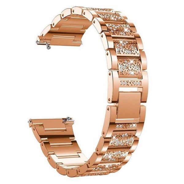 18mm Universal 3-bead rhinestone décor watch strap - Rose Gold Hot on Sale