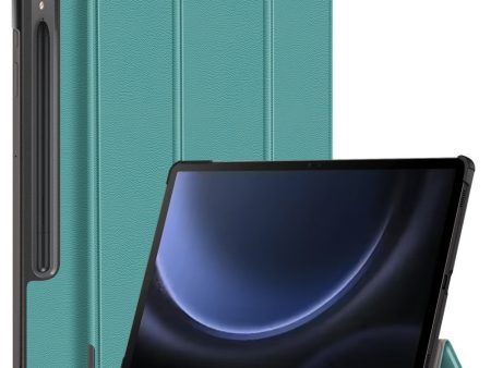 Blackish Green leather trifold stand tablet cover for Samsung Galaxy Tab S9 FE SM-X510 SM-X516 For Sale