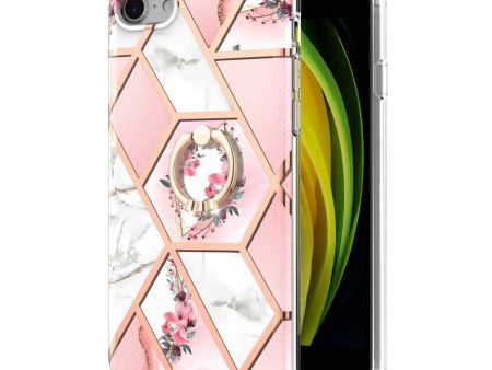 Marble patterned cover with ring holder for iPhone SE (2022)   2020   8 - Pink Flowers Online Hot Sale