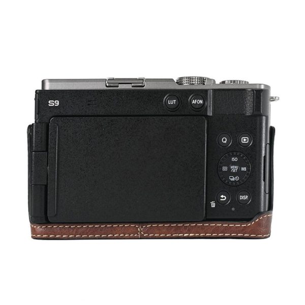 Panasonic Lumix S9 Camera Case Large Cutout Litchi Texture Vegan Leather Protective Cover - Coffee Supply