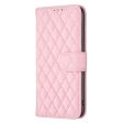 Rhombus pattern matte Motorola Edge 50 Pro flip case - Pink Online Sale