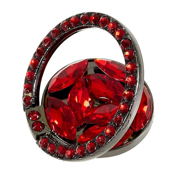 Jewel rhinestone style smartphone ring holder - Red Fashion