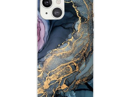 Marble iPhone 14 case - Blue on Golden Splash Marble For Sale