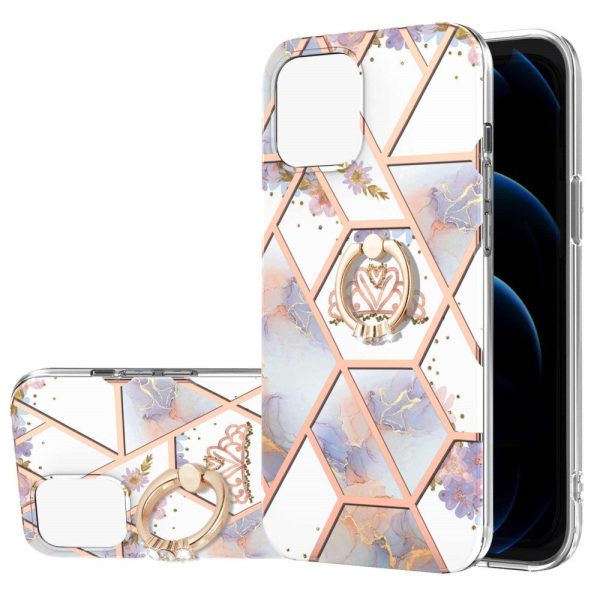 Marble patterned cover with ring holder for iPhone 13 - Crown For Discount