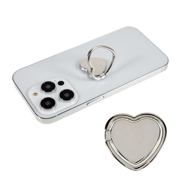 Love Heart shape rotatable smartphone ring holder - Silver For Discount