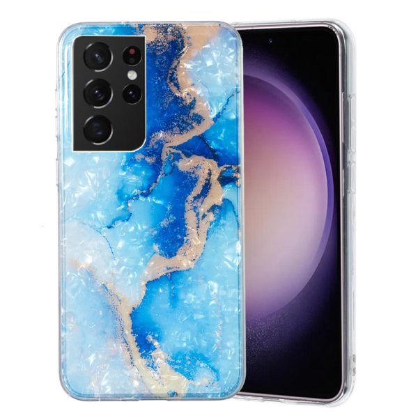 Marble Samsung Galaxy S21 Ultra 5G case - Blue Gold Marble Sale