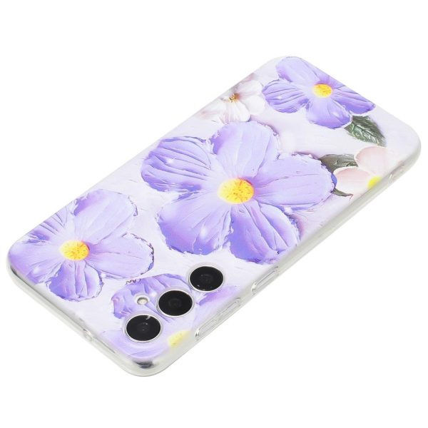 Samsung Galaxy S24 FE Case Pattern Printing Flexible Phone Cover Clear Edge - Purple Flower Online Sale