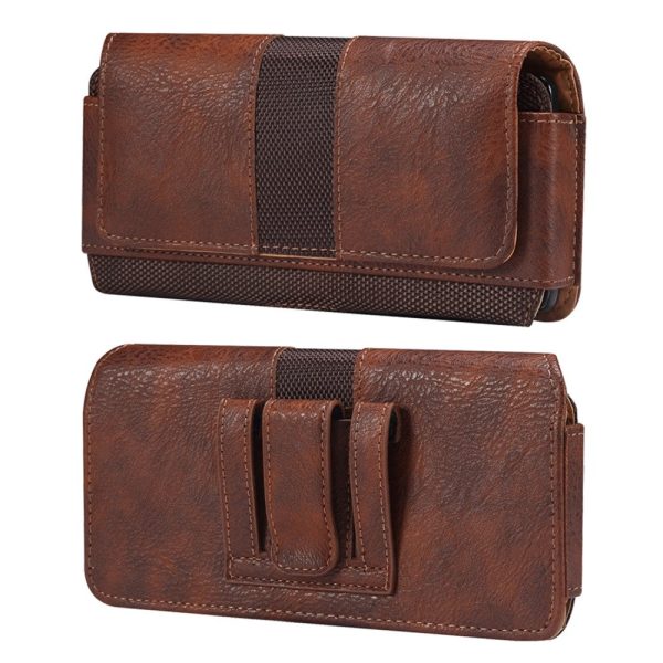 Universal cowhide leather phone belt bag for 6.7-6.9 inch phones - Brown Supply