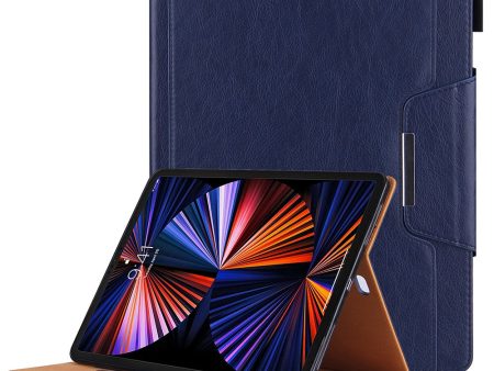 iPad Pro 12.9 (2021)   (2020)   (2018) PU leather flip case with card slots - Blue Discount