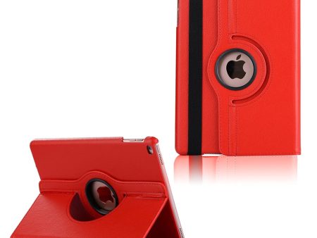 iPad (2017) litchi grain rotating PU leather case - Red Online now