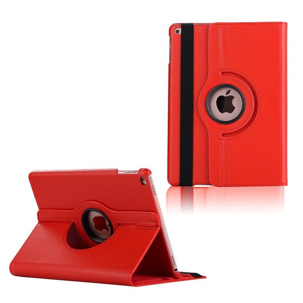 iPad (2017) litchi grain rotating PU leather case - Red Online now