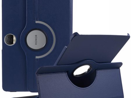 Honor Pad 9 Case Scratch-resistant Vegan Leather Tablet Cover with Rotating Stand - Dark Blue on Sale