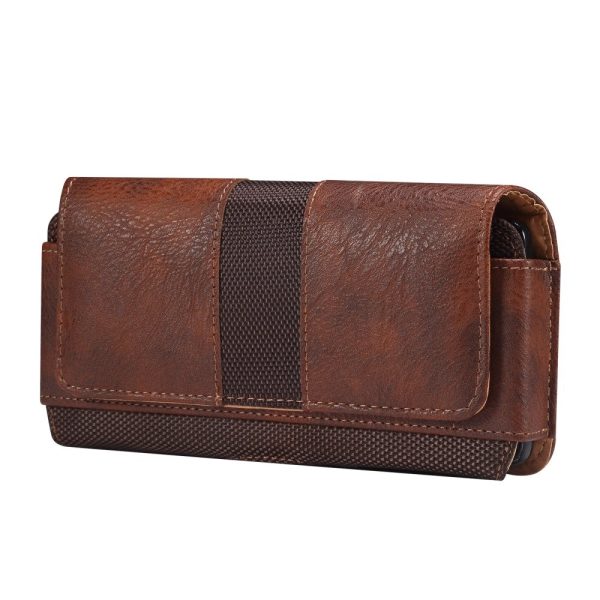 Universal cowhide leather phone belt bag for 6.7-6.9 inch phones - Brown Supply