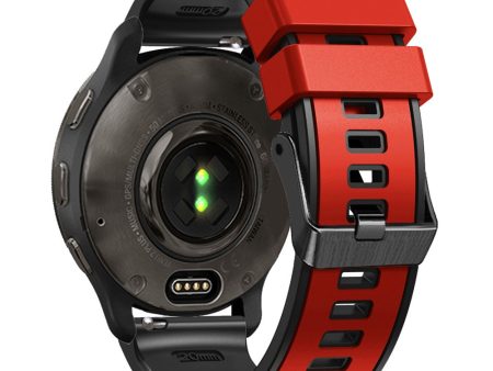 18mm Universal dual color silicone strap - Red   Black Fashion