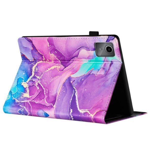 Lenovo Tab M11   Xiaoxin Pad 11 2024 Case Marble Leather Protective Tablet Cover Auto Wake Sleep - Purple For Discount