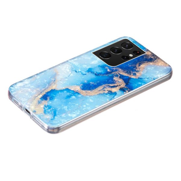 Marble Samsung Galaxy S21 Ultra 5G case - Blue Gold Marble Sale