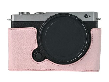 Panasonic Lumix S9 Camera Case Large Cutout Litchi Texture Vegan Leather Protective Cover - Pink Hot on Sale