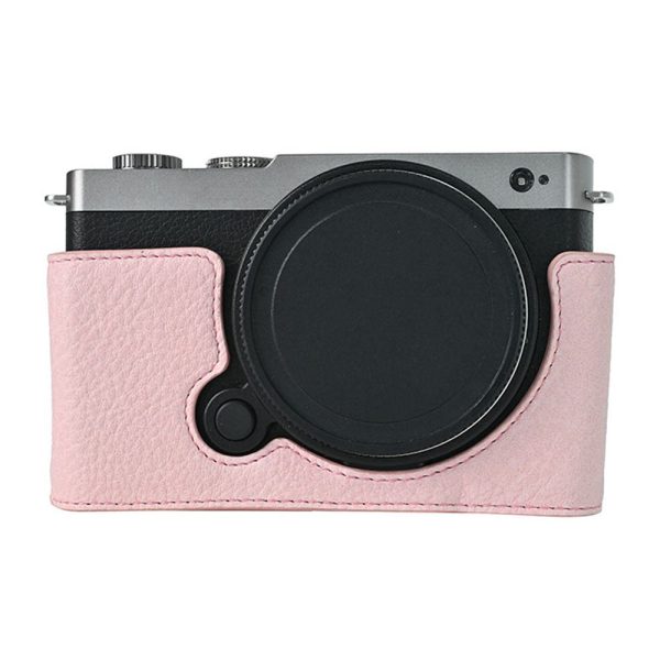 Panasonic Lumix S9 Camera Case Large Cutout Litchi Texture Vegan Leather Protective Cover - Pink Hot on Sale