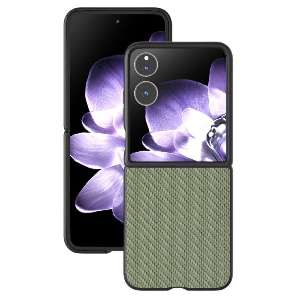 Xiaomi Mix Flip 5G Case Carbon Fiber Texture PU and Bump Resistant Phone Cover - Green Hot on Sale