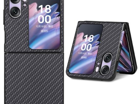 Oppo Find N2 Flip carbon fiber style leather cover - Black Supply