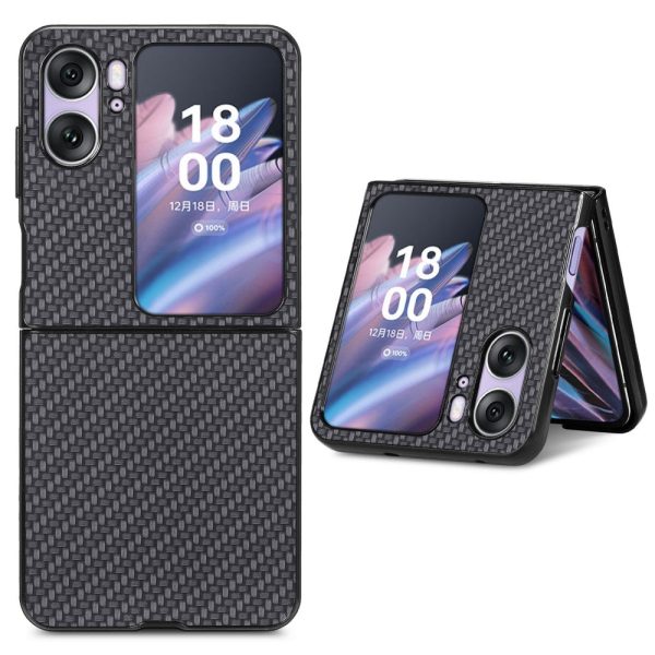 Oppo Find N2 Flip carbon fiber style leather cover - Black Supply