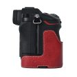 Nikon Z6 III Camera Case Large Cutout Litchi Texture Vegan Leather Protective Cover - Red on Sale