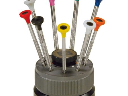 Bergeon 30081-S09 Stainless Steel Screwdrivers in Rotating Stand on Sale