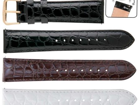 Banda No. 135 Crocodile Grain Fine Leather Straps (12mm~22mm) Fashion